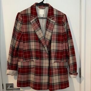 H&M Red Plaid Women's Blazer
